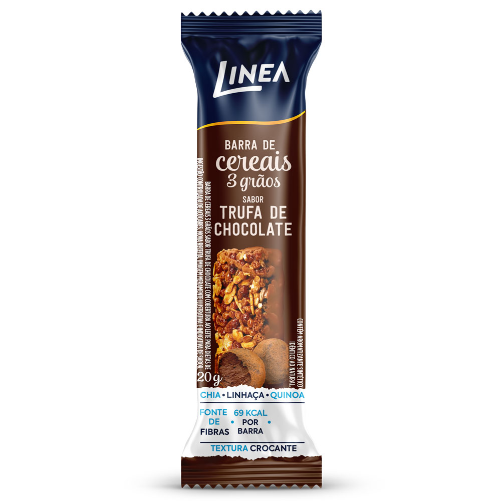 Barra De Cereal Linea 3 Grãos Integrais Trufa De Chocolate 3 Unidades de 20g 2