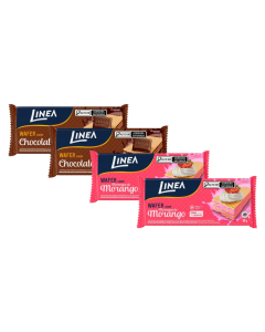 Kit 4 Wafers Linea Sabor Chocolate e Morango de 90g