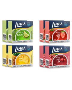Kit 8 Gelatinas Linea Sabor Abacaxi, Cereja, Limão e Morango 10g