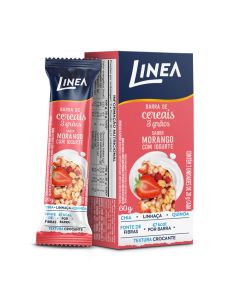 Barra De Cereal 3 Grãos Integrais Linea Sabor Morango Com Iogurte - 3 unidades de 20g