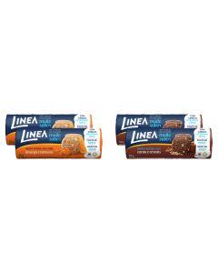 Kit 4 Biscoitos Integrais Linea Sabor Laranja e Cenoura e Cacau E Cereais de 100g