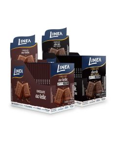 Kit 2 Displays de Chocolate Individual Linea Sabor Ao Leite e Dark - 15 unidades de 30g