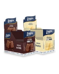 Kit 2 Displays de Chocolate Individual Linea Sabor Branco e Ao Leite - 15 unidades 30g
