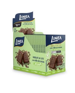 Chocolate Vegano Ao Leite com Nibs de Cacau Linea 15 unidades de 30g
