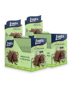 Kit 2 Displays de Chocolate Vegano Linea Sabor Ao Leite com Nibs de Cacau - 15 unidades de 30g