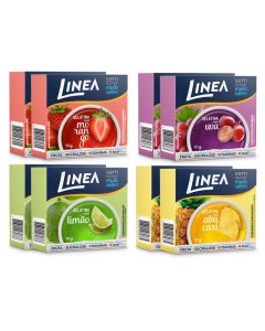 Kit 8 Gelatinas Linea Sabor Abacaxi, Morango, Limão e Uva 10g