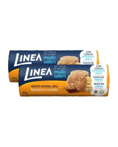 Kit 2 Biscoitos Integrais Linea Sabor Banana e Canela de 100g
