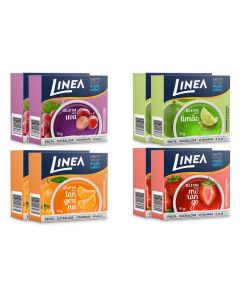 Kit 8 Gelatinas Linea Sabor Limão, Morango, Tangerina e Uva 10g