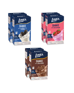 Kit 6 Shakes Linea Sabor Cookies’n Cream, Morango de 330g e Chocolate de 210g