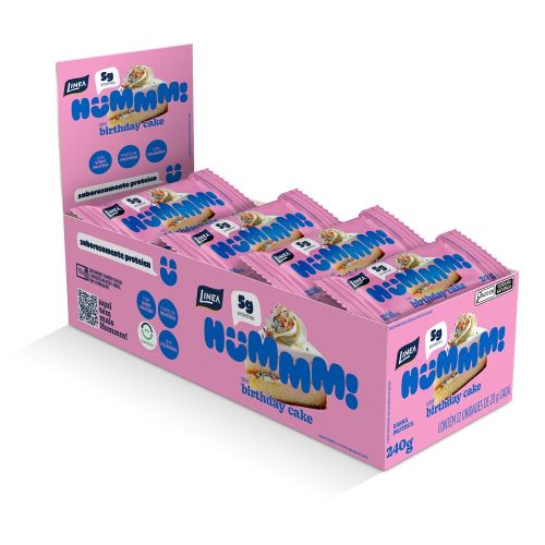 Hummm! Snack Proteico Sabor Birthday Cake - Caixa com 12 unidades de 20g
