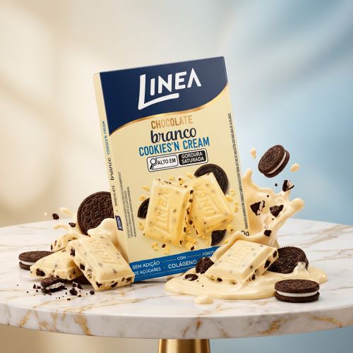 Kit 2 Displays de Chocolate Individual Linea Sabor Branco Cookies’n Cream 15 unidades de 30g