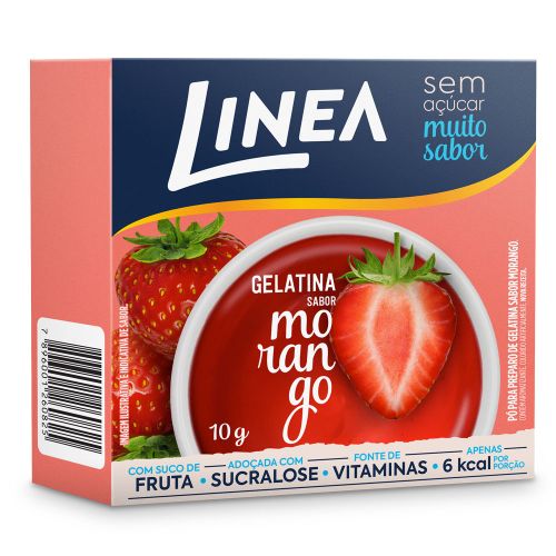 Kit 8 Gelatinas Linea Sabor Limão, Morango, Tangerina e Uva 10g