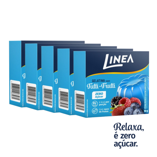 Kit 5 Gelatinas em pó Linea Sabor Tutti-Frutti de 10g