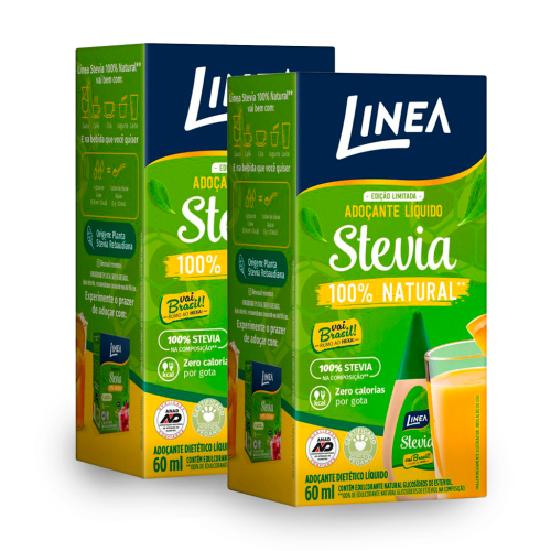 Kit 2 Adoçantes Stevia Líquido Linea de 60ml Edição Especial Copa do Mundo 2026