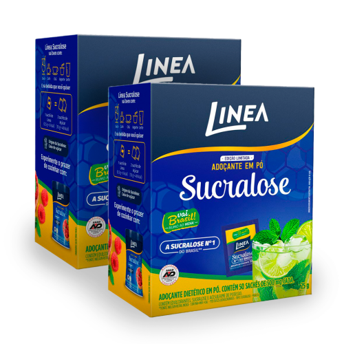 Kit 2 Adoçantes em pó Sucralose Linea 50 Sachês de 500mg Edição Especial Copa do Mundo 2026
