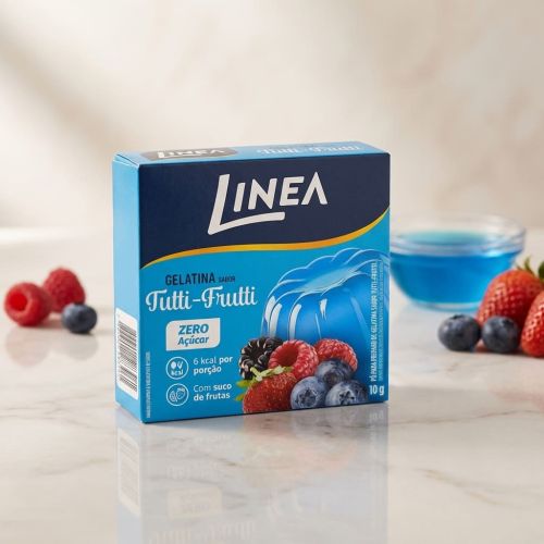Kit 5 Gelatinas em pó Linea Sabor Tutti-Frutti de 10g