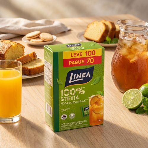 Kit 2 Adoçantes em pó Stevia Linea Leve 100 e Pague 70 Sachês de 500mg