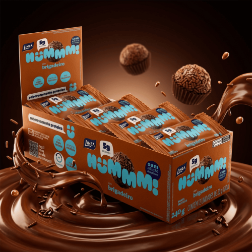 Hummm! Docinho Proteico Sabor Brigadeiro - Caixa com 12 unidades de 20g