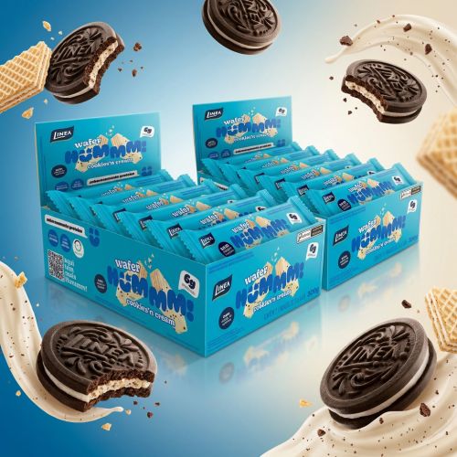 Kit 2 Displays Wafer Hummm! Sabor Cookies'n Cream - Caixa com 12 unidades de 25g