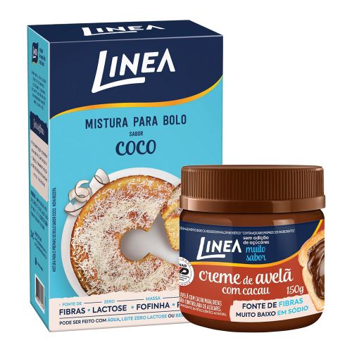 Kit Linha Linea: Creme de Avelã e Mistura para Bolo Sabor Coco