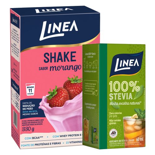 Kit Linha Linea: Adoçante Stevia e Shake de Morango