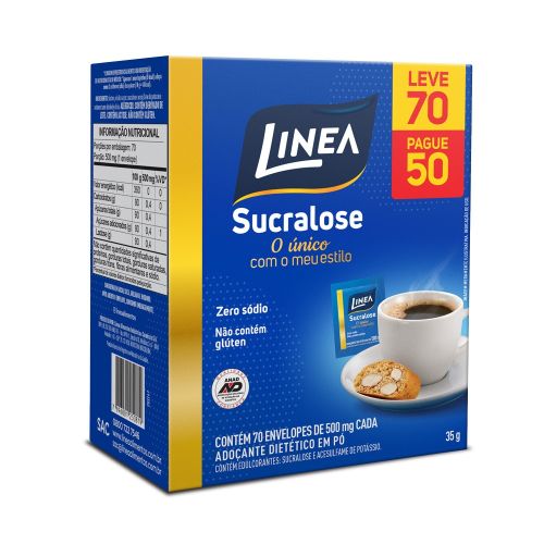 Adoçante em pó Sucralose Linea 70 Sachês de 500mg