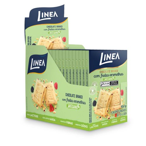 Chocolate Individual Vegano Linea Sabor Branco Com Frutas Vermelhas - 15 unidades de 30g