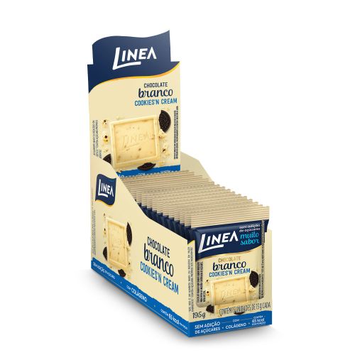 Kit 3 Displays de Mini Chocolate Linea Sabor Ao Leite, Cookies’n Cream e Branco 15 unidades de 13g