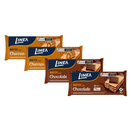 Kit 4 Wafers Linea Sabor Churros e Chocolate de 90g