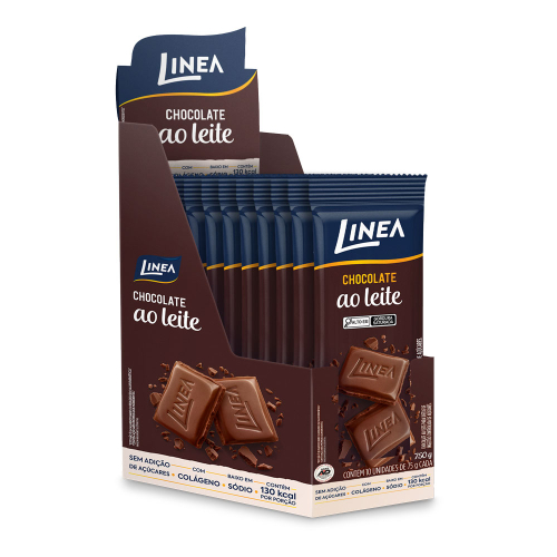 Chocolate Individual Linea Sabor Chocolate ao Leite - 10 unidades de 75g