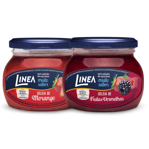 Kit 2 Geleias Linea Sabor  Morango e Frutas Vermelhas de 230g