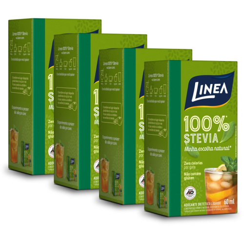 Kit 4 Adoçantes Líquido Stevia Linea de 60ml