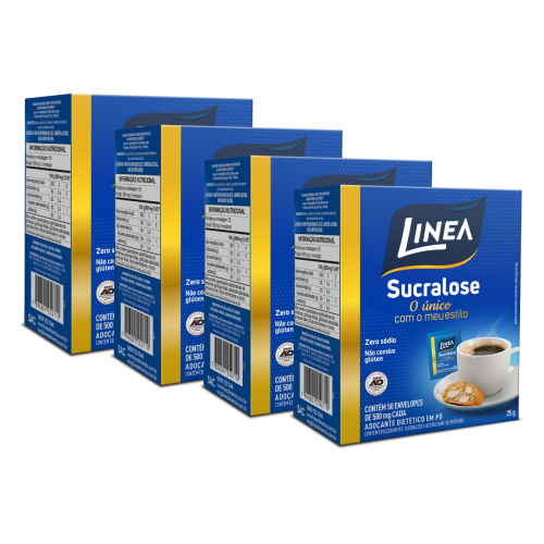 Kit 4 Adoçantes em pó Sucralose Linea 50 Sachês de 500mg