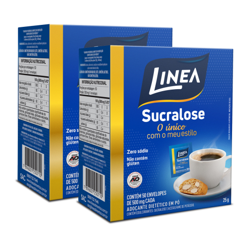 Kit 2 Adoçantes em pó Sucralose Linea 50 Sachês de 500mg
