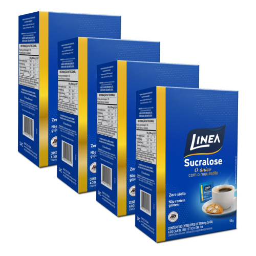 Kit 4 Adoçantes em pó Sucralose Linea 100 Sachês de 500mg