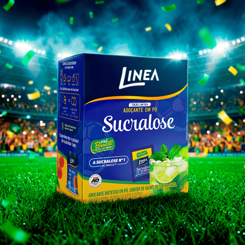 Adoçante em pó Sucralose Linea 50 Sachês de 500mg Edição Especial Copa do Mundo 2026