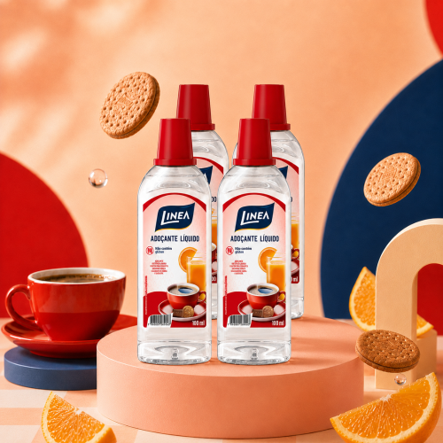Kit 4 Adoçantes Sacarina Líquido Linea de 100 ml