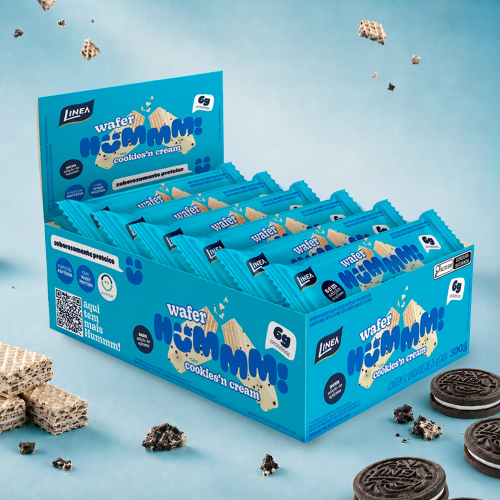 Wafer Hummm! Sabor Cookies'N Cream - Caixa com 12 unidades de 25g