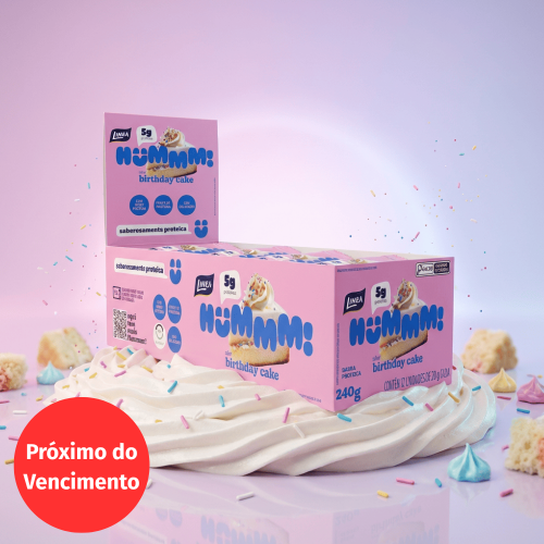 Validade 14/10/2026 - Hummm! Docinho Proteico Sabor Birthday Cake - Caixa com 12 unidades de 20g