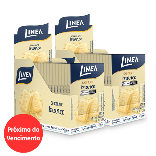 Validade 20/10/2026 - Kit 2 Displays de Chocolate Individual Linea Sabor Branco 15 unidades de 30g