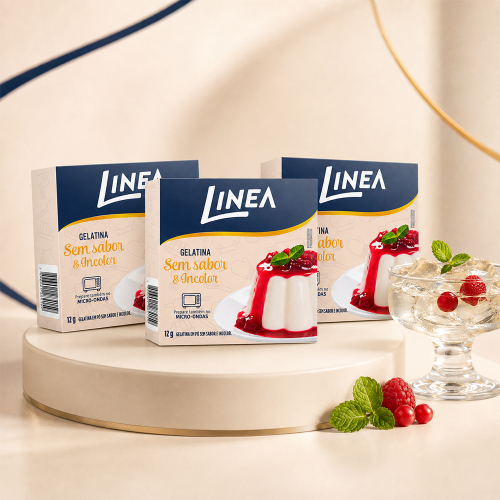 Kit 3 Gelatinas em pó Linea Sem Sabor de 12g
