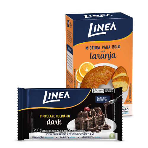 Kit Bolo Linea: Mistura Para Bolo Sabor Laranja e Chocolate Culinário Dark 
