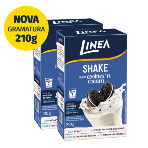 Kit 2 Shakes em pó Linea Sabor Cookies'n Cream de 210g