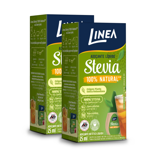 Kit 2 Adoçantes Líquido Stevia Linea de 25ml